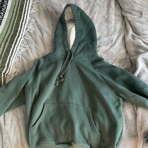 Cozy Green Hoodie with Sherpa Lining